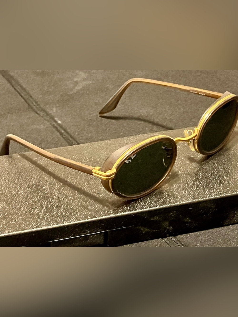 VINTAGE B&L RAY-BAN RB3037 W2814 BROWN/GOLD SIDE-CUPS DINERS SUNGLASSES